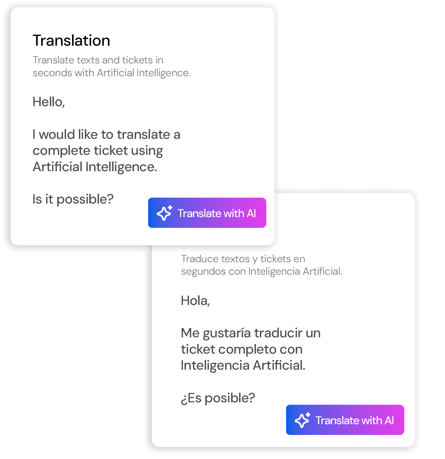 Software help desk con IA para traducción